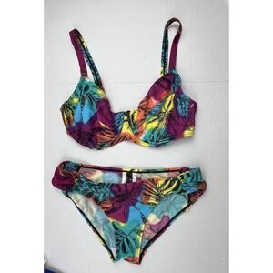 BPC Bonprix Bikini Two Piece Set Womens Size 6 Multicolor Tropical Print NEW!